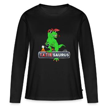 Tatiesaurus Tatie Dinosaure Stylée - T-shirt manches longues Premium bio Femme - noir - Devant - Julia (174cm)