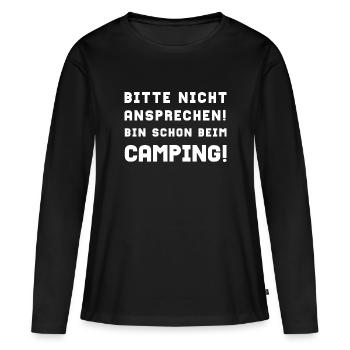 bitte nicht ansprechen camping - Frauen Premium Bio Langarmshirt - Schwarz - Vorne - Julia (174cm)