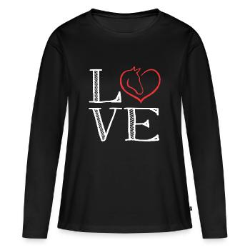 Cheval Amour Amour de cheval club d'équitation à cheval - T-shirt manches longues Premium bio Femme - noir - Devant - Julia (174cm)