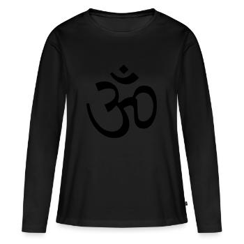 OM symbole de la Syllabe Sainte Hindoue Bouddhiste Mantra Aum - T-shirt manches longues Premium bio Femme - noir - Devant - Julia (174cm)