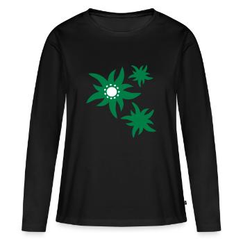 3 Blüten Blumen Edelweiss - Frauen Premium Bio Langarmshirt - Schwarz - Vorne - Julia (174cm)