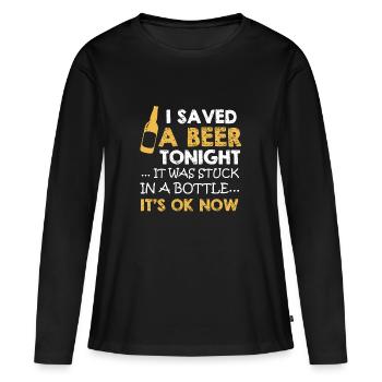 Chemise à manches de bière - T-shirt manches longues Premium bio Femme - noir - Devant - Julia (174cm)