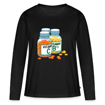 vitamines - T-shirt manches longues Premium bio Femme - noir - Devant - Julia (174cm)