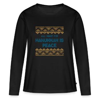 Ugly Hanukkah, Chanukkah, Lichterfest, Geschenk - Frauen Premium Bio Langarmshirt - Schwarz - Vorne - Julia (174cm)