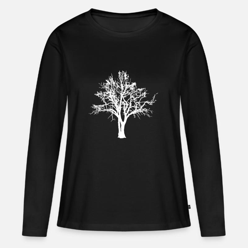 Baum Wald Lebensbaum Geschenk Spiritual Bäume - Frauen Premium Bio Langarmshirt - Schwarz