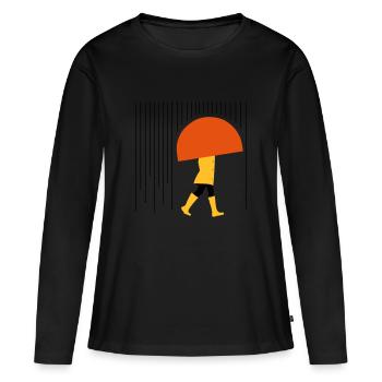 Homme sous la pluie - minime - T-shirt manches longues Premium bio Femme - noir - Devant - Julia (174cm)