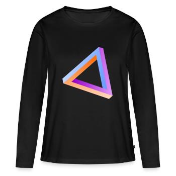 Illusion d'optique triangle impossible - T-shirt manches longues Premium bio Femme - noir - Devant - Julia (174cm)