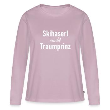Skihaserl sucht Traumprinz - Frauen Premium Bio Langarmshirt - Altrosa - Vorne - Julia (174cm)
