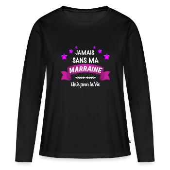 Jamais Sans Ma Marraine Citation Tendre - T-shirt manches longues Premium bio Femme - noir - Devant - Julia (174cm)