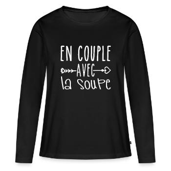 En Couple avec Soupe, cadeau les Fans de Soupe - T-shirt manches longues Premium bio Femme - noir - Devant - Julia (174cm)