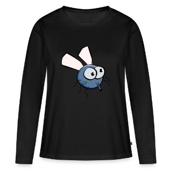 Fliege - Frauen Premium Bio Langarmshirt - Schwarz - Vorne - Julia (174cm)