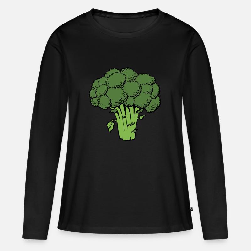 Broccoli Brokkoli Brokoli Gemüse Geschenk Idee - Frauen Premium Bio Langarmshirt - Schwarz