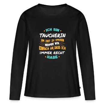 Tauchen - Ich bin Taucherin - Frauen Premium Bio Langarmshirt - Schwarz - Vorne - Julia (174cm)