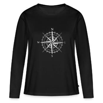 Cadeau directions de la boussole Rétro - T-shirt manches longues Premium bio Femme - noir - Devant - Julia (174cm)