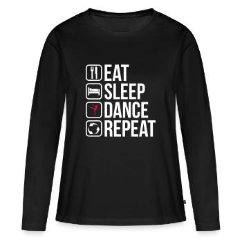 Mangez Sleep Dance Repeat - T-shirt manches longues Premium bio Femme - noir - Devant - Julia (174cm)