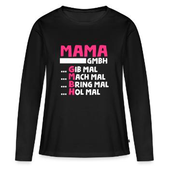 Mama GmbH - Geschenk - Frauen Premium Bio Langarmshirt - Schwarz - Vorne - Julia (174cm)