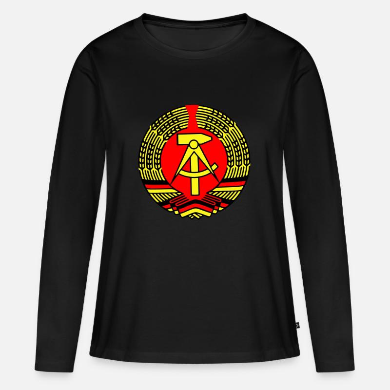 DDR - Frauen Premium Bio Langarmshirt - Schwarz