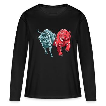 Bull Vs. Bear Crypto Chart Crypto Crypto-monnaie Hodler - T-shirt manches longues Premium bio Femme - noir - Devant - Julia (174cm)