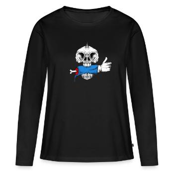 Crâne comme - T-shirt manches longues Premium bio Femme - noir - Devant - Julia (174cm)