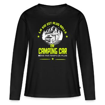 CAMPING CAR - T-shirt manches longues Premium bio Femme - noir - Devant - Julia (174cm)
