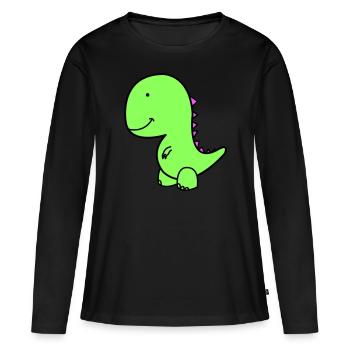 Dino - Frauen Premium Bio Langarmshirt - Schwarz - Vorne - Julia (174cm)