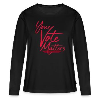 votre vote compte citation - T-shirt manches longues Premium bio Femme - noir - Devant - Julia (174cm)