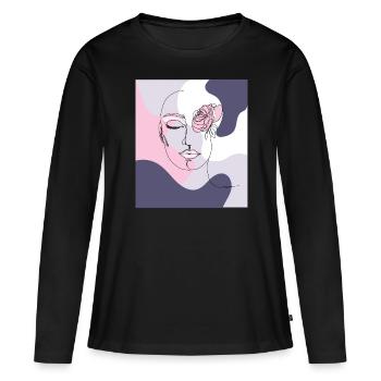 Sérénité du visage rose de type pastel - T-shirt manches longues Premium bio Femme - noir - Devant - Julia (174cm)