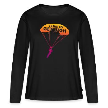 Fallschirmspringen Skydiving Base Jumping Sport - Frauen Premium Bio Langarmshirt - Schwarz - Vorne - Julia (174cm)