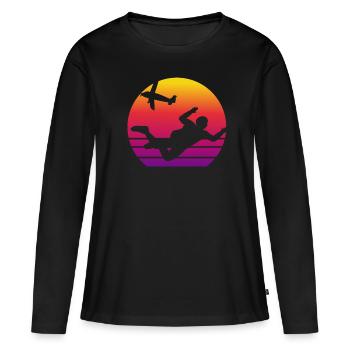 Fallschirmspringen Vintage Skydiving Base Jumping - Frauen Premium Bio Langarmshirt - Schwarz - Vorne - Julia (174cm)