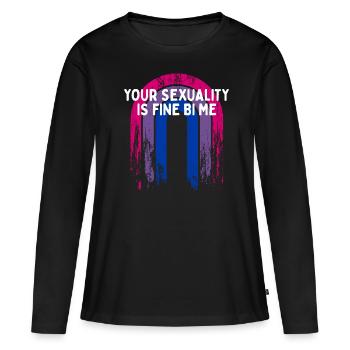 Ta sexualité est bien Bi Me Bisexuel - T-shirt manches longues Premium bio Femme - noir - Devant - Julia (174cm)