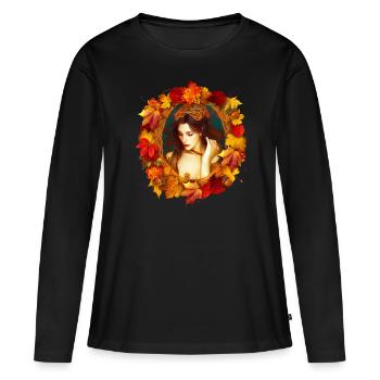 Fantasy-Kunst Herbst-Königin - Frauen Premium Bio Langarmshirt - Schwarz - Vorne - Julia (174cm)