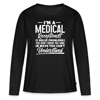 Employé de la réception du résolveur de problèmes de l’hôpital - T-shirt manches longues Premium bio Femme - noir - Devant - Julia (174cm)