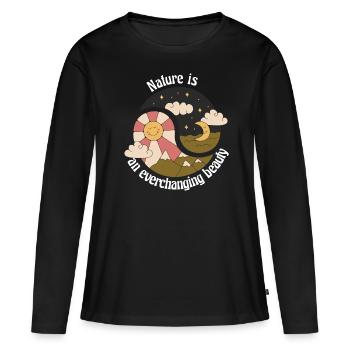 La nature est une beauté en constante évolution que la nature conçoit - T-shirt manches longues Premium bio Femme - noir - Devant - Julia (174cm)
