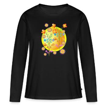 Fleurs en bouquet. - T-shirt manches longues Premium bio Femme - noir - Devant - Julia (174cm)