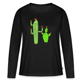 Deux cactus - T-shirt manches longues Premium bio Femme - noir - Devant - Julia (174cm)