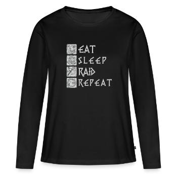 Eat Sleep Raid Repeat - pour tous les fans de Viking - T-shirt manches longues Premium bio Femme - noir - Devant - Julia (174cm)