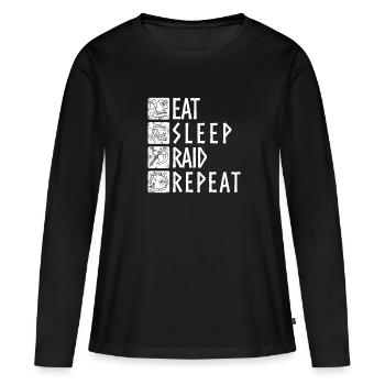 Eat Sleep Raid Repeat - pour tous les fans de Viking - T-shirt manches longues Premium bio Femme - noir - Devant - Julia (174cm)