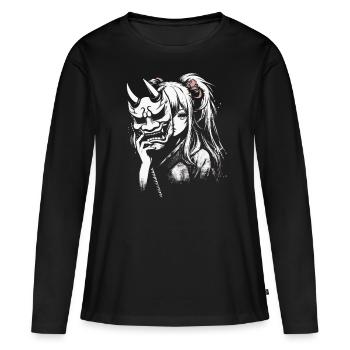 Anime Girl with Oni Mask Aesthetics Grunge - Women's Premium Organic Long Sleeve Shirt - black - Front - Julia (174cm)