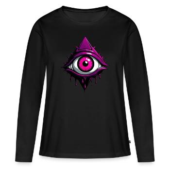 Occult All-Seeing Eye - CherryPunk Dark Magenta - Women's Premium Organic Long Sleeve Shirt - black - Front - Julia (174cm)