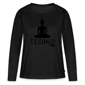 musique techno 1 - T-shirt manches longues Premium bio Femme - noir - Devant - Julia (174cm)