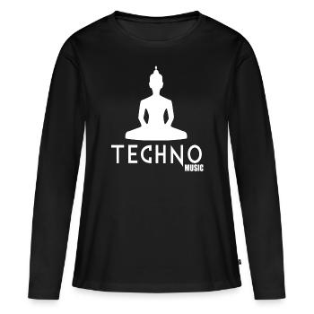 Musique techno - T-shirt manches longues Premium bio Femme - noir - Devant - Julia (174cm)