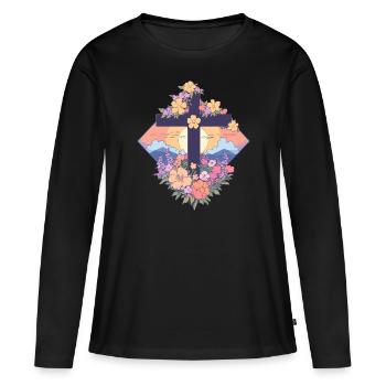 Renaissance - T-shirt manches longues Premium bio Femme - noir - Devant - Julia (174cm)