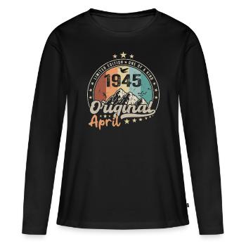 1945 April 1945 Anniversary April 1945 April - Women's Premium Organic Long Sleeve Shirt - black - Front - Julia (174cm)