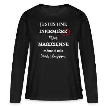 Je suis une infirmière - T-shirt manches longues Premium bio Femme - noir - Devant - Julia (174cm)