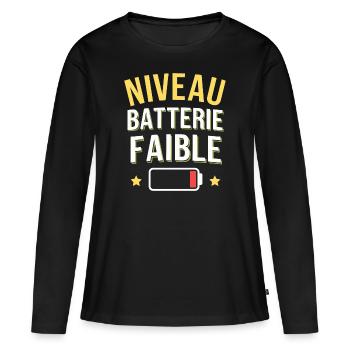 Niveau batterie faible - T-shirt manches longues Premium bio Femme - noir - Devant - Julia (174cm)