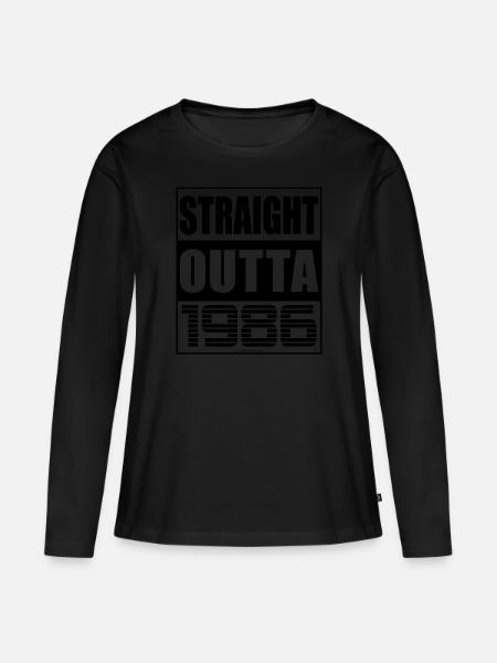 Straight Outta 1986 Geburtstag 1986 Geboren 1986 - Frauen Premium Bio Langarmshirt - Schwarz