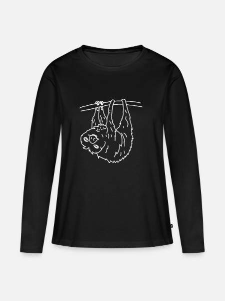 Faultier - Frauen Premium Bio Langarmshirt - Schwarz