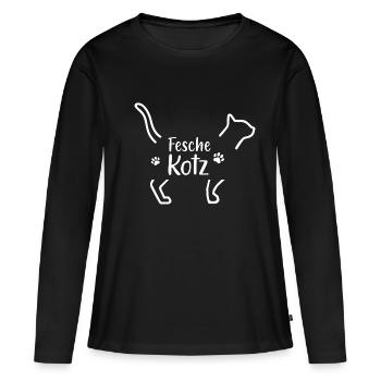 Fesche Kotz - Frauen Premium Bio Langarmshirt - Schwarz - Vorne - Julia (174cm)