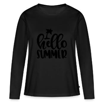 HELLO SUMMER - Frauen Premium Bio Langarmshirt - Schwarz - Vorne - Julia (174cm)