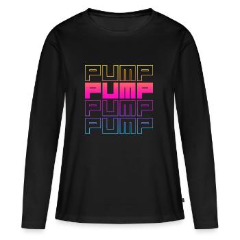 POMPE x4 - T-shirt manches longues Premium bio Femme - noir - Devant - Julia (174cm)